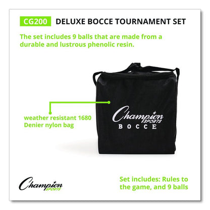 Deluxe Bocce Tournament Set, 4.25" dia Balls, Assorted Colors
