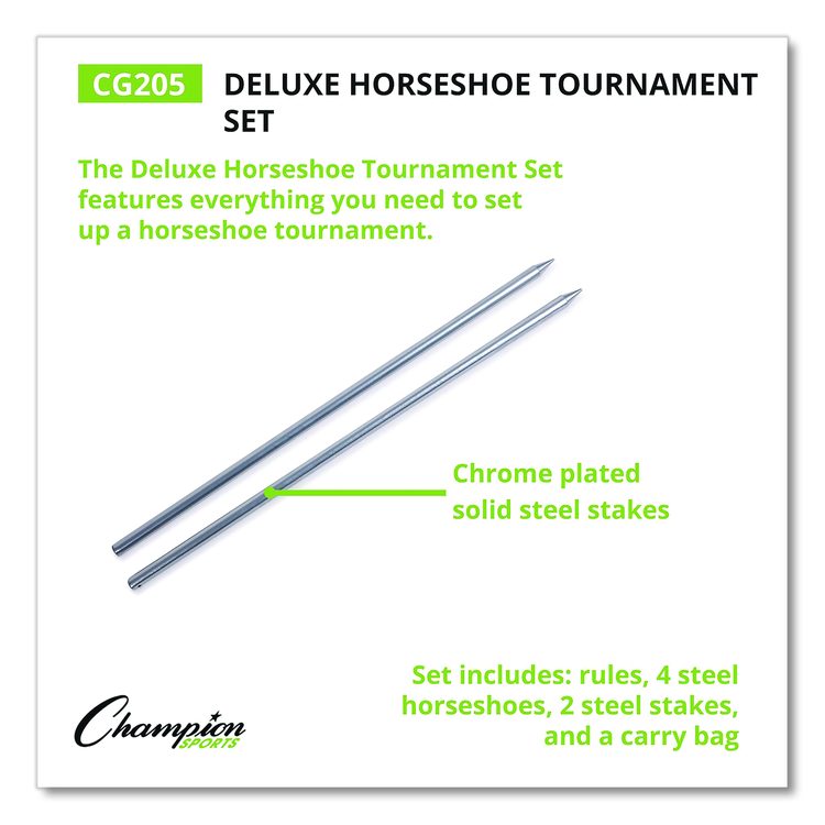 Deluxe Horseshoe Tournament Set, 4 Horseshoes/2 Stakes/Carry Bag/Rule Sheet