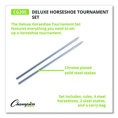 Deluxe Horseshoe Tournament Set, 4 Horseshoes/2 Stakes/Carry Bag/Rule Sheet