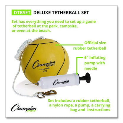 Deluxe Tether Ball Set, Tetherball/102" Cord/(4) 24" Telescoping Poles/Carry Bag/Pump with Needle