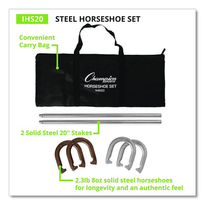 Steel Horseshoe Set, (4) Horseshoes/(2) 20" Stakes/Nylon Carry Bag