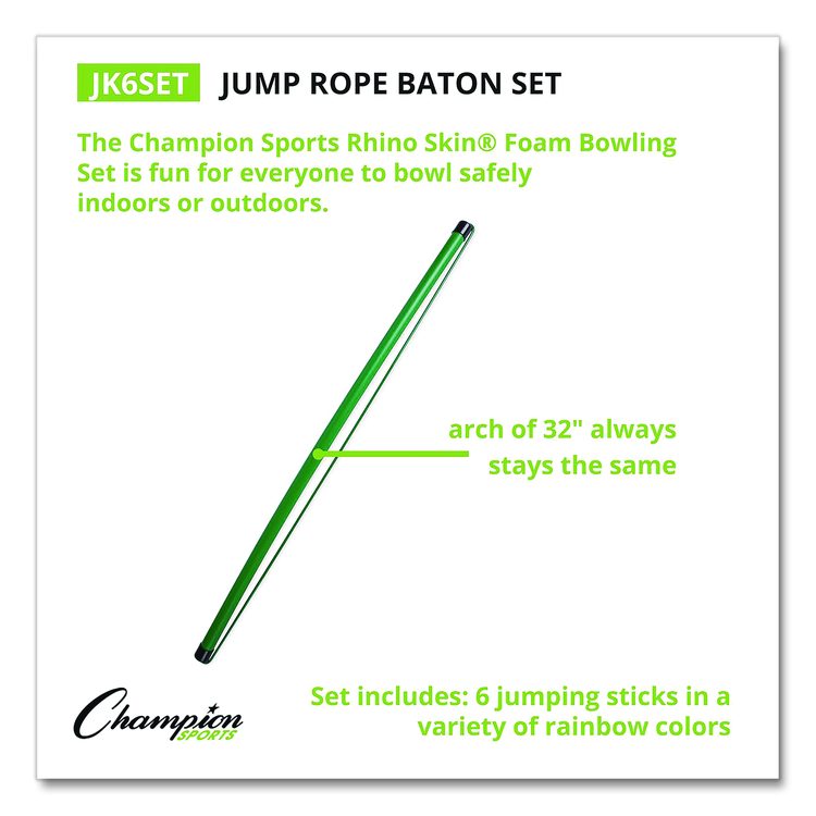 Jump Rope Baton Set, 32", Assorted Colors, 6 Batons/Set