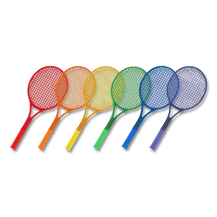 Plastic Tennis Racket Set, Six 21" Rackets, Assorted Colors