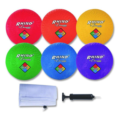 8.5" Playground Ball Set with Air Pump, Assorted Colors, 6/Set