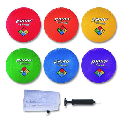 8.5" Playground Ball Set with Air Pump, Assorted Colors, 6/Set