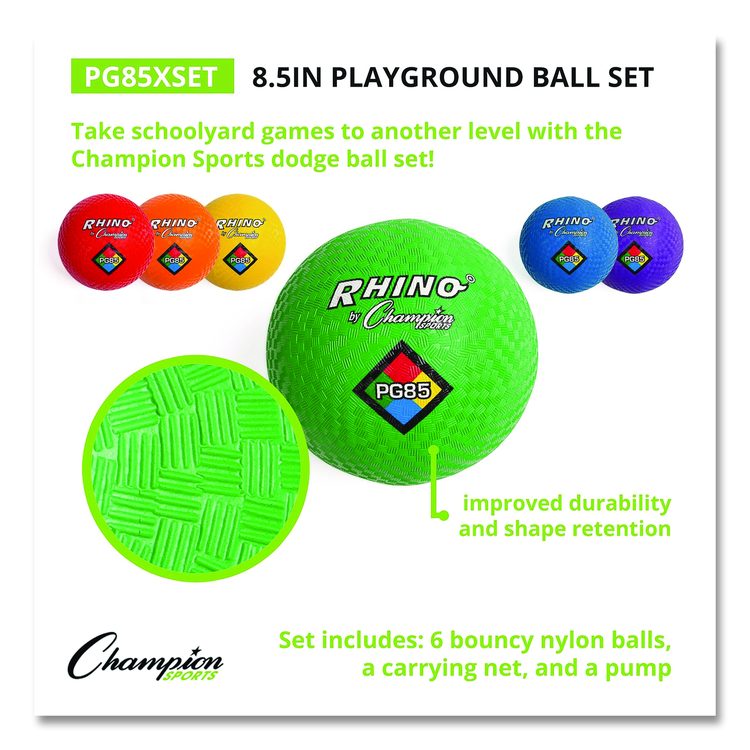 8.5" Playground Ball Set with Air Pump, Assorted Colors, 6/Set