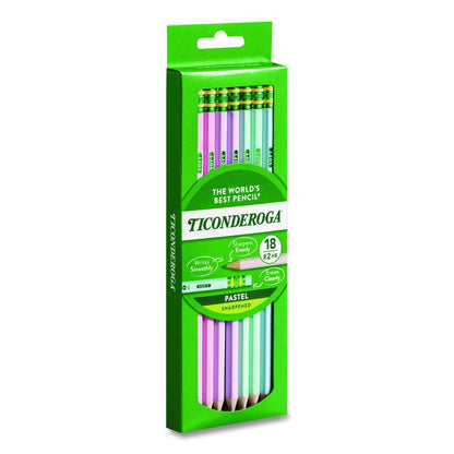 Pre-Sharpened Pencil, 2.2 mm, HB (#2), Black Lead, Pastel Assorted Barrel, 18/Pack