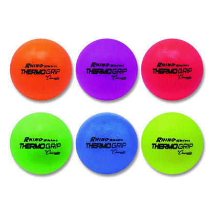 Rhino Skin Thermo Grip Dodgeball Set, Heat-Activated Color Change, 6.3" Diameter, Assorted Colors, 6/Set