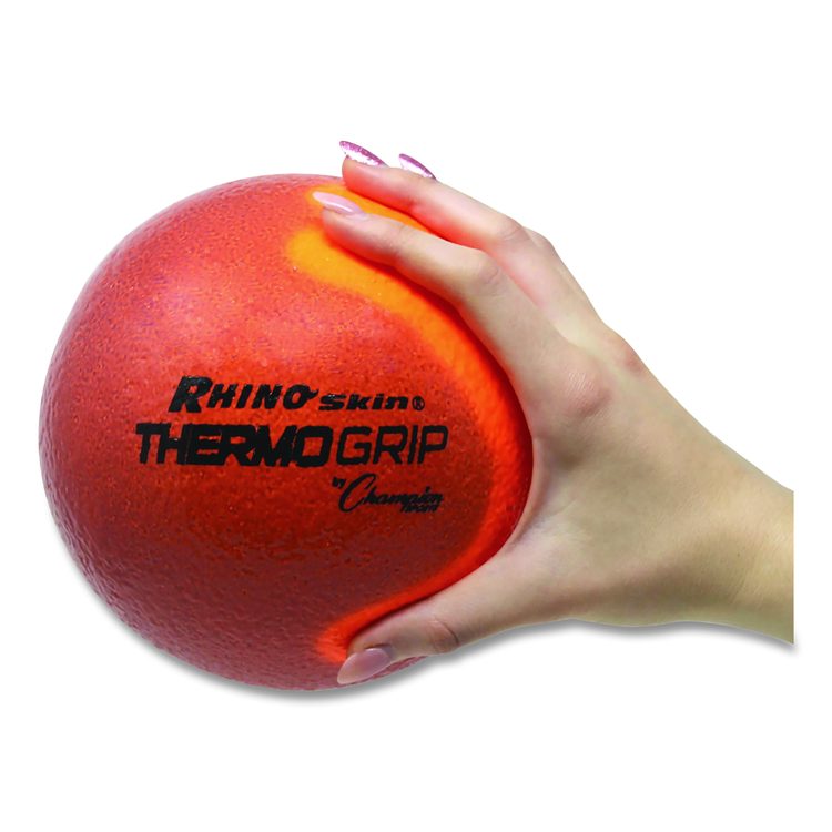 Rhino Skin Thermo Grip Dodgeball Set, Heat-Activated Color Change, 6.3" Diameter, Assorted Colors, 6/Set