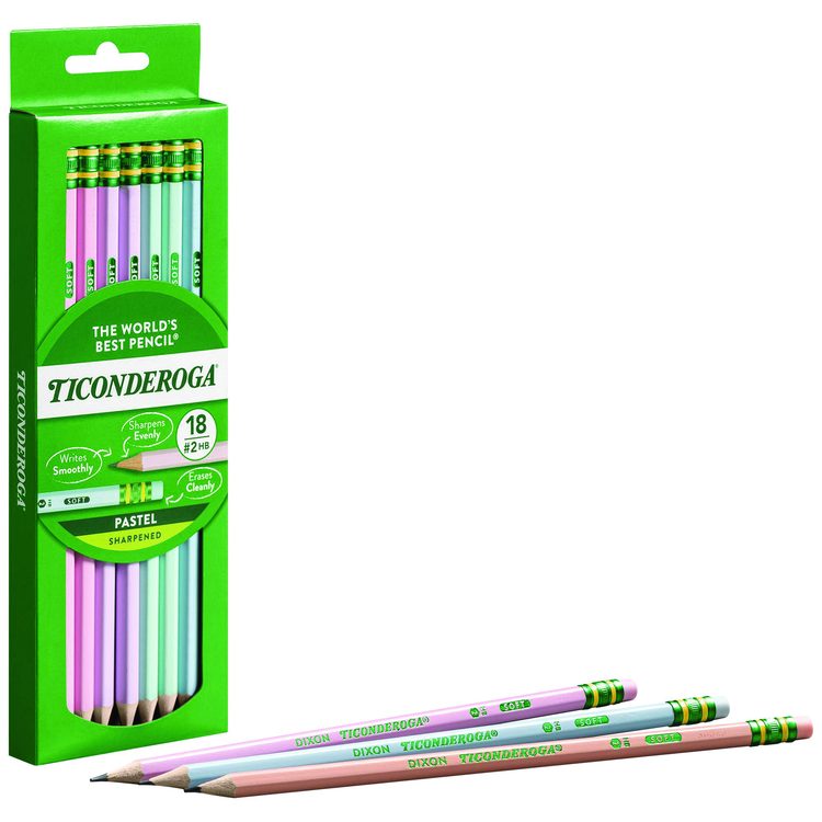 Pre-Sharpened Pencil, 2.2 mm, HB (#2), Black Lead, Pastel Assorted Barrel, 18/Pack