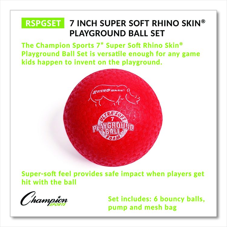 Rhino Soft Playground Ball Set, 8.5" Diameter, Assorted Colors, 6/Set
