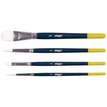 Hobby Four-Brush Set, Assorted, Synthetic, Flat, Round, 4/pack