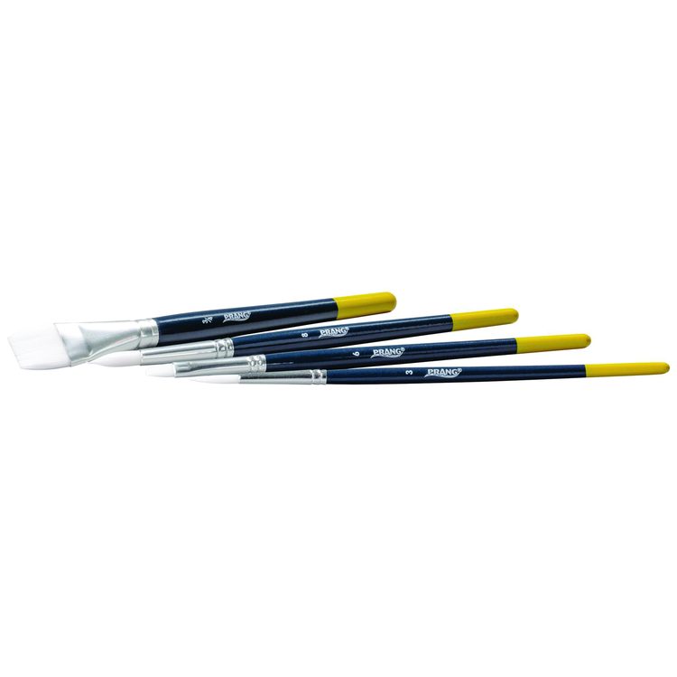 Hobby Four-Brush Set, Assorted, Synthetic, Flat, Round, 4/pack