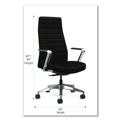 Cofi Executive High Back Chair, Supports Up to 300 lb, 15.5 to 20.5 Seat Height, Black Seat/Back, Polished Aluminum Base