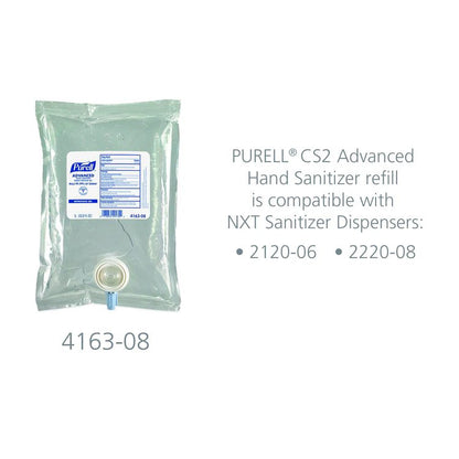 Advanced Hand Sanitizer Green Certified Gel Refill, For CS2 Dispensers, 1,000 mL, Fragrance-Free, 8/Carton