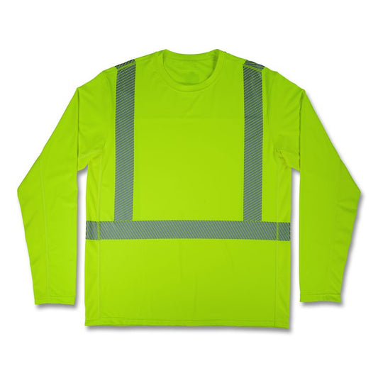Chill-Its 6688 Type R Class 2 Cooling Hi-Vis Sun Shirt with UV Protection, Small, Lime
