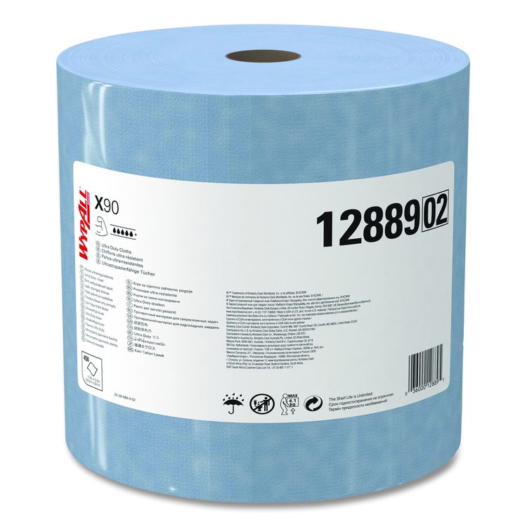 X90 Cloths, Jumbo Roll, 2-Ply, 12.4 x 12.2, Blue Denim, 450/Roll