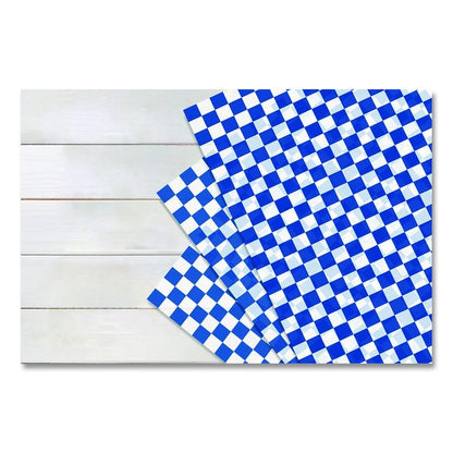 Grease-Resistant Food Wrap, 12 x 12, Blue Check, 5,000/Carton