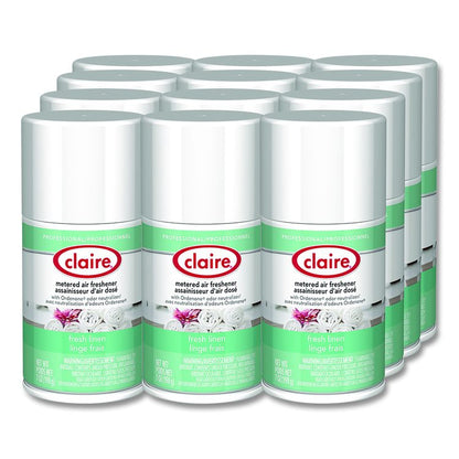 Metered Air Freshener, Fresh Linen, 7 oz Aerosol Spray, 12/Carton