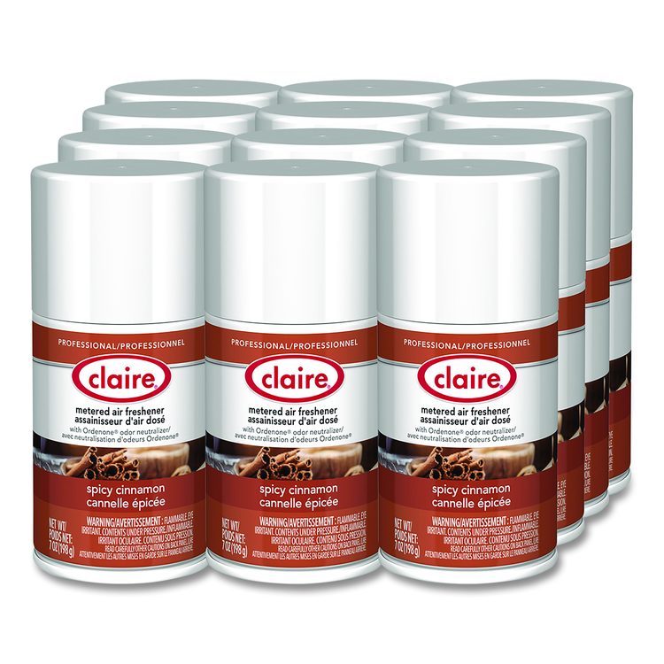 Metered Air Freshener, Cinnamon, 7 oz Aerosol Spray, 12/Carton