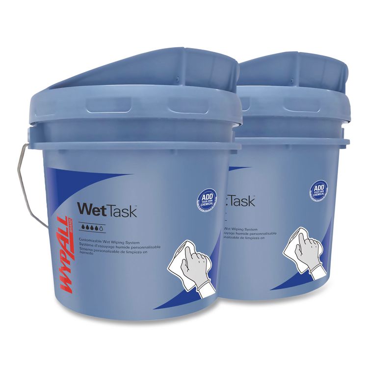 WetTask Customizable Wet Wiping System, 3.5 gal, Blue, 2/Carton