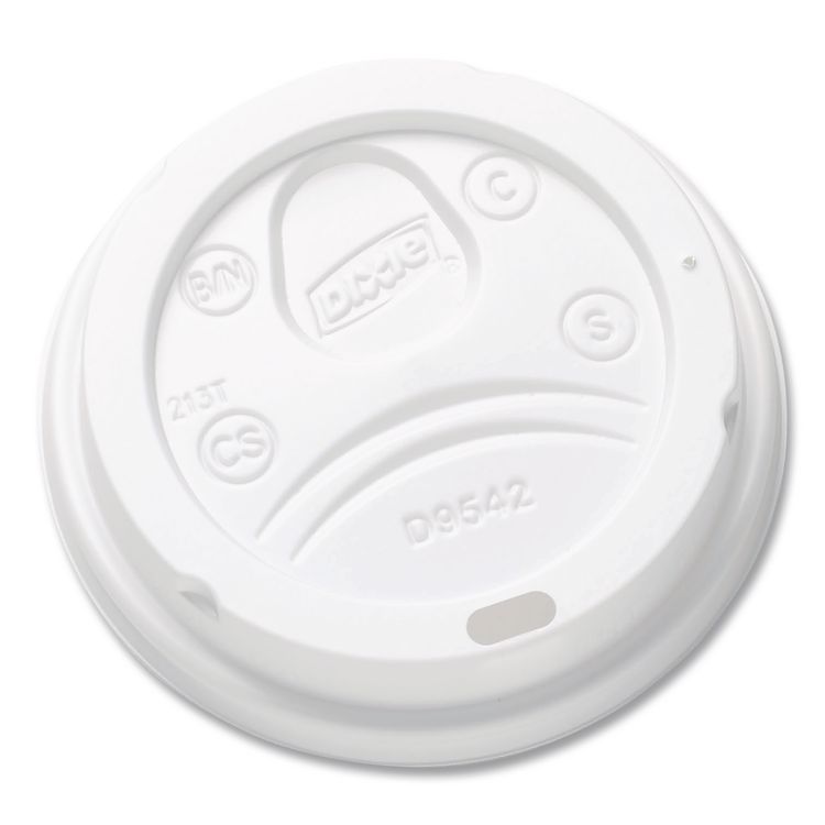 Dome Drink-Thru Lids, Fits 10 oz to 16 oz Hot Cups, Plastic, White, 1,000/Carton