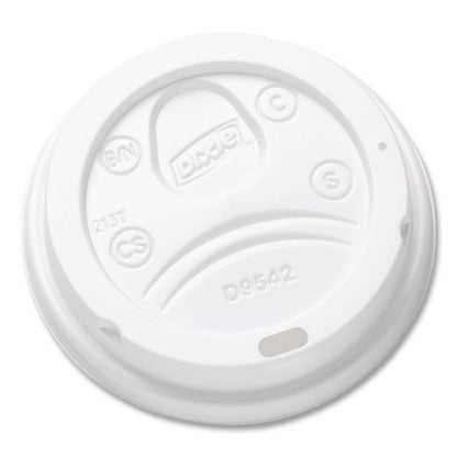 Dome Drink-Thru Lids, Fits 10 oz to 16 oz Hot Cups, Plastic, White, 1,000/Carton