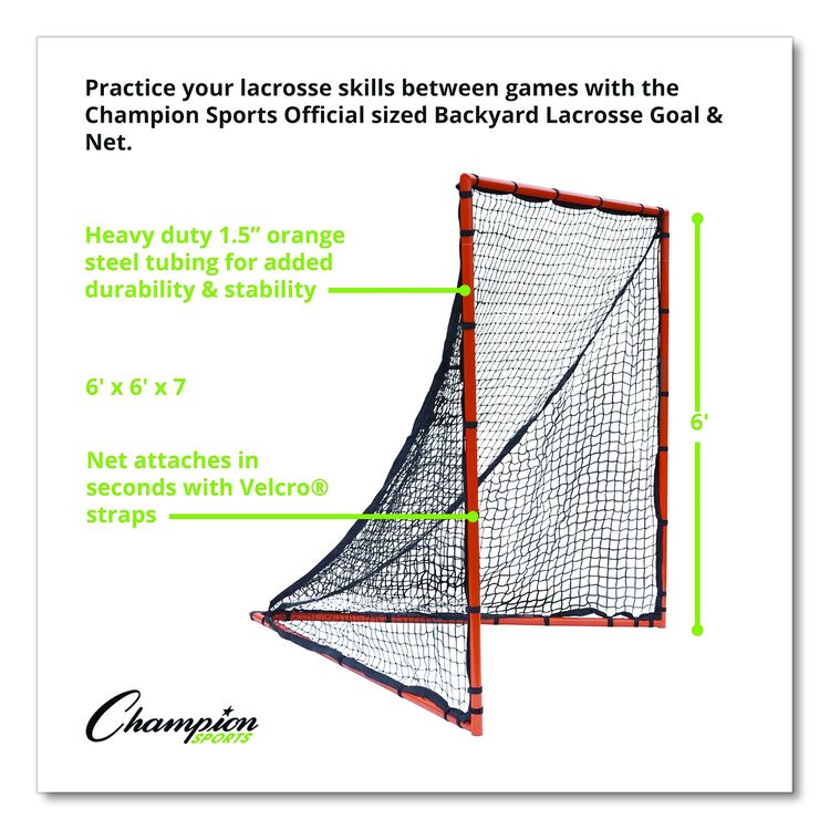 Backyard Lacrosse Goal and Net, 6 ft x 6 ft, 1.5" dia Frame