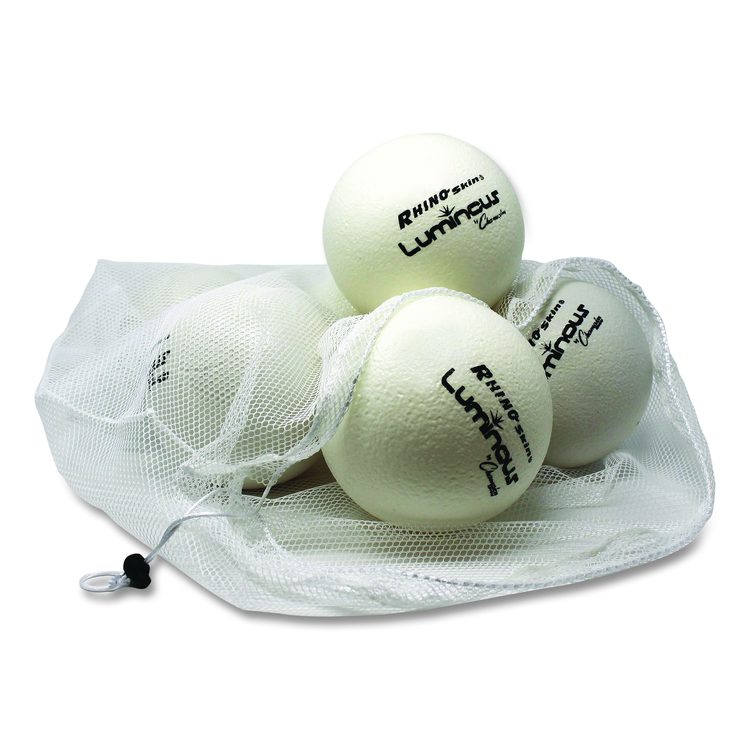 Rhino Skin Luminous Dodgeball Set, 6.3" Diameter, Luminous White/Blue, 6/Set
