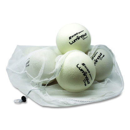 Rhino Skin Luminous Dodgeball Set, 6.3" Diameter, Luminous White/Blue, 6/Set