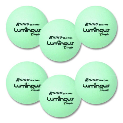 Rhino Skin Luminous Dodgeball Set, 6.3" Diameter, Luminous White/Blue, 6/Set