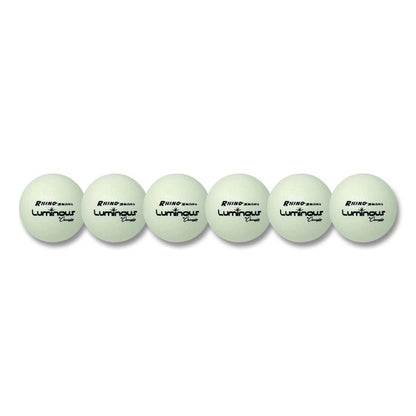Rhino Skin Luminous Dodgeball Set, 6.3" Diameter, Luminous White/Blue, 6/Set