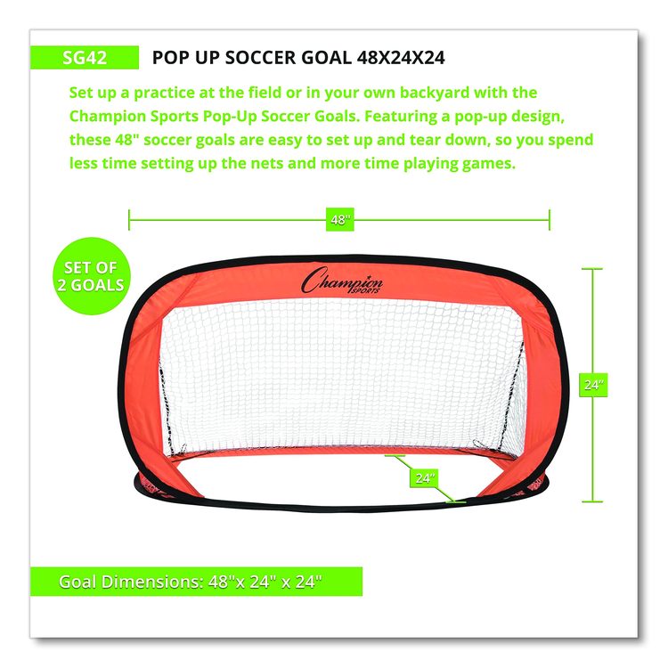 Pop Up Soccer Goal, 4 ft x 2 ft, Pair