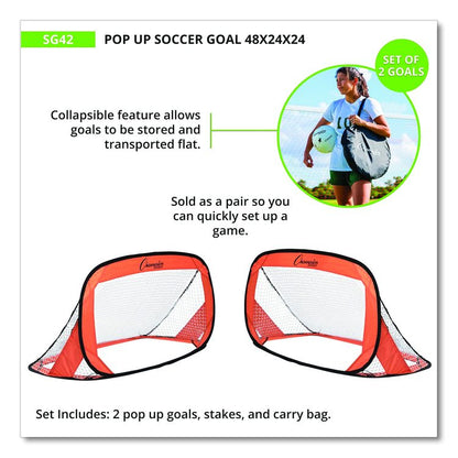 Pop Up Soccer Goal, 4 ft x 2 ft, Pair