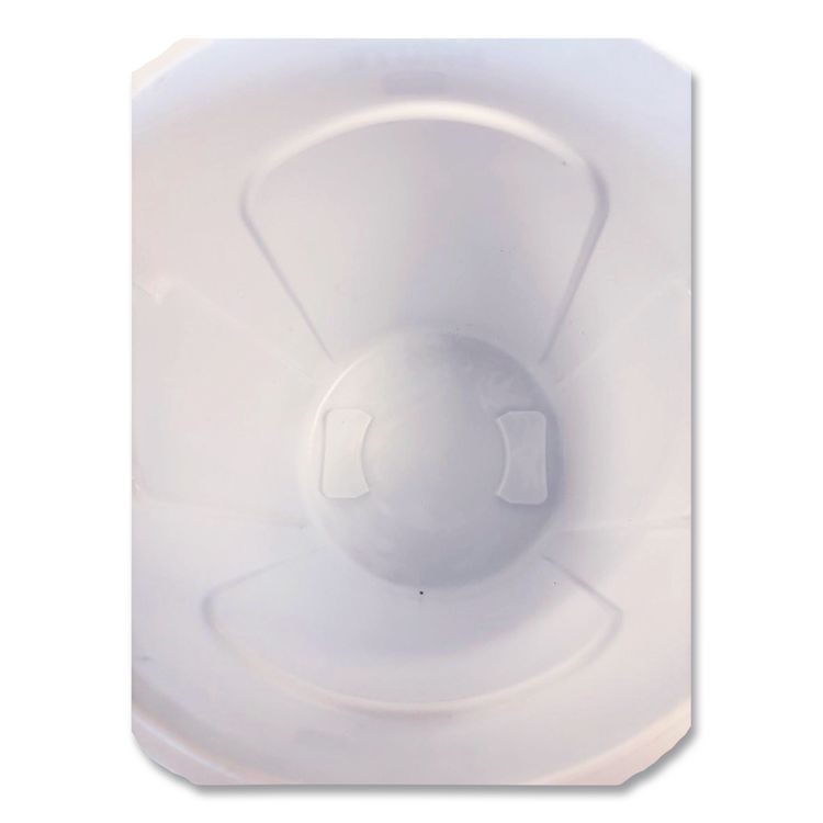 Vented Round Brute Container, 10 gal, Plastic, White