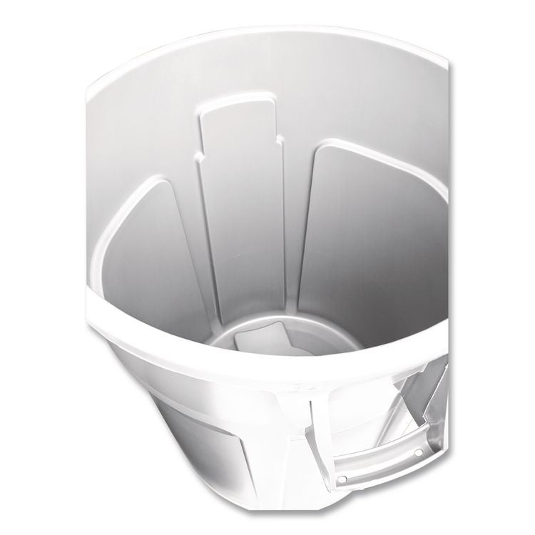 Vented Round Brute Container, 10 gal, Plastic, White
