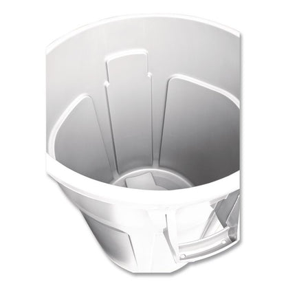 Vented Round Brute Container, 10 gal, Plastic, White