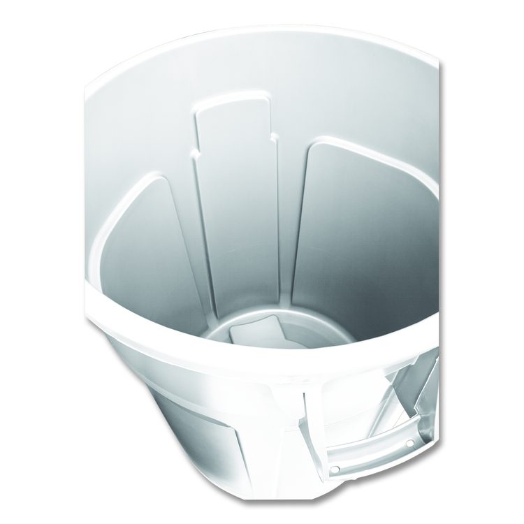 Vented Round Brute Container, 20 gal, Plastic, White