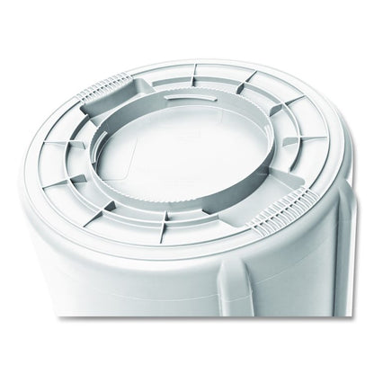 Vented Round Brute Container, 20 gal, Plastic, White