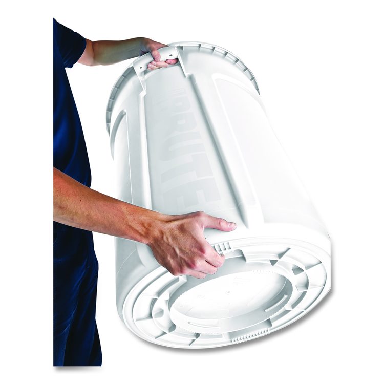 Vented Round Brute Container, 32 gal, Plastic, White
