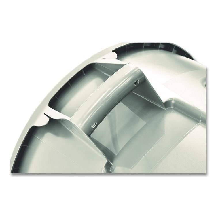 Vented Round Brute Container, 32 gal, Plastic, White