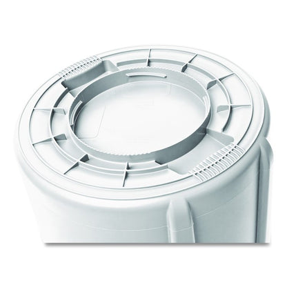 Vented Round Brute Container, 32 gal, Plastic, White