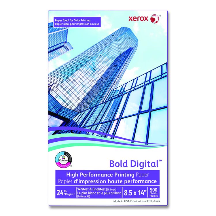 Bold Digital Printing Paper, 98 Bright, 24 lb Bond Weight, 8.5 x 14, White, 500 Sheets/Ream, 8 Reams/Carton