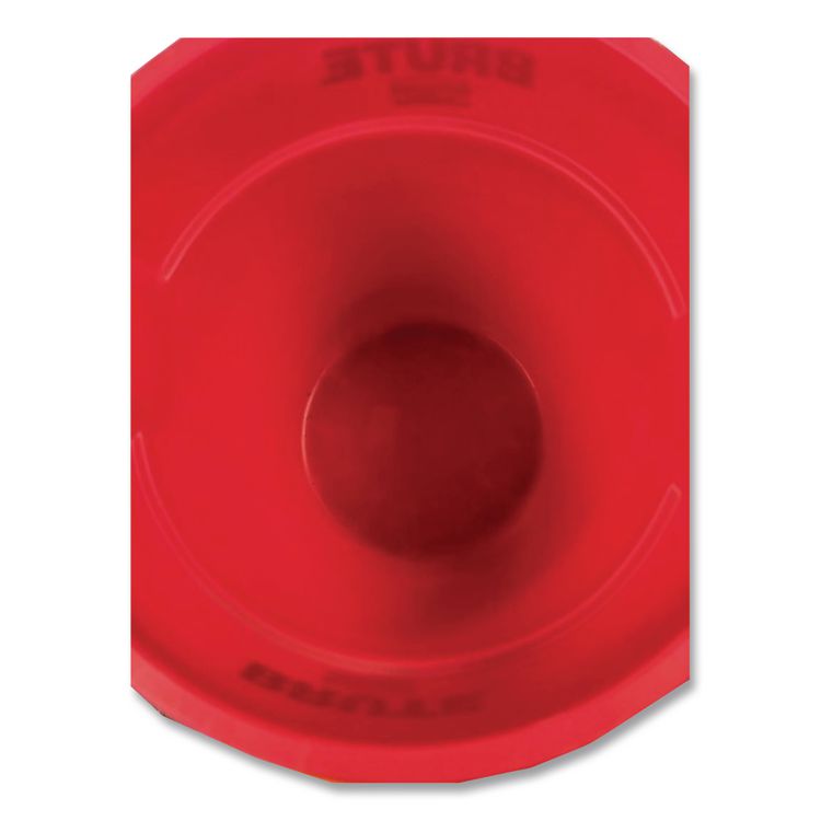 Vented Round Brute Container, 10 gal, Plastic, Red, 6/Carton
