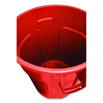 Vented Round Brute Container, 44 gal, Plastic, Red