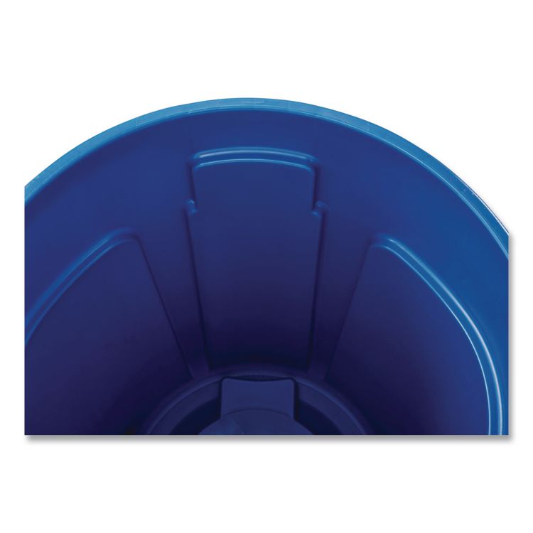 Vented Round Brute Container, 44 gal, Plastic, Blue