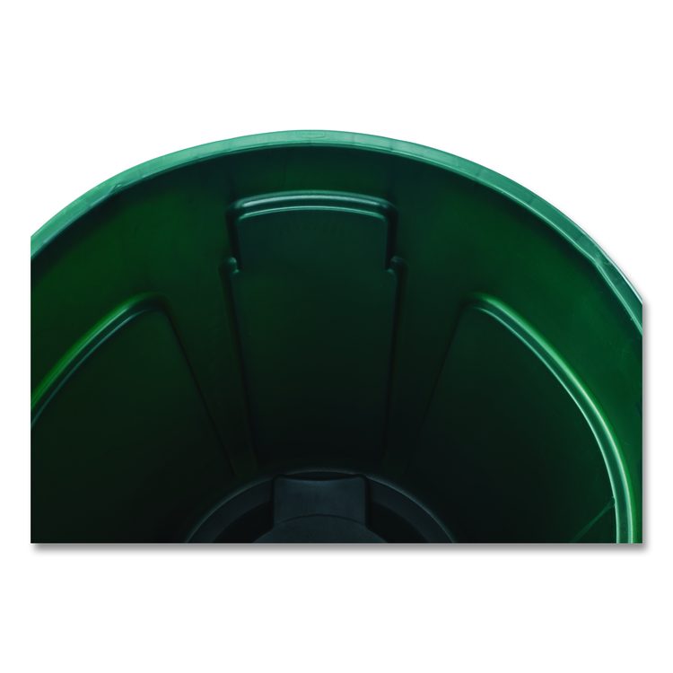 Vented Round Brute Container, 10 gal, Plastic, Dark Green