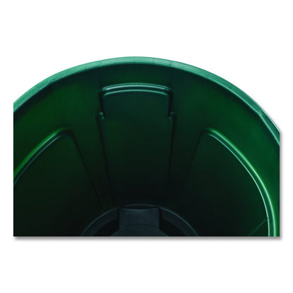 Vented Round Brute Container, 10 gal, Plastic, Dark Green