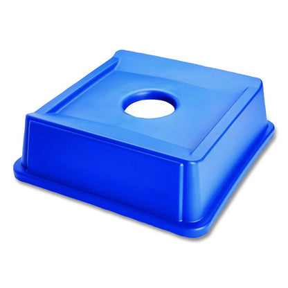 Untouchable Bottle and Can Recycling Top, Round Opening,  20.13w x 20.13d x 6.25h, Blue