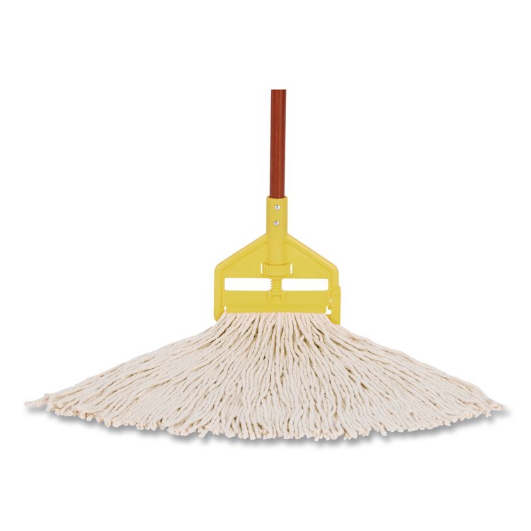 Non-Launderable Economy Cut-End Rayon Mop Head, 24 oz, 1" Band, White, 12/Carton